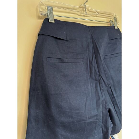 MANGO - High Waisted Navy Blue Women's Shorts with Scarf Belt Size 4 - Picture 2 of 8